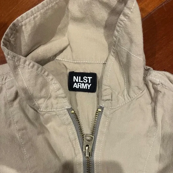 NLST ARMY Cargo Jumpsuit Utility One Piece Khaki Sleeveless Zipper Size XS - Picture 2 of 10